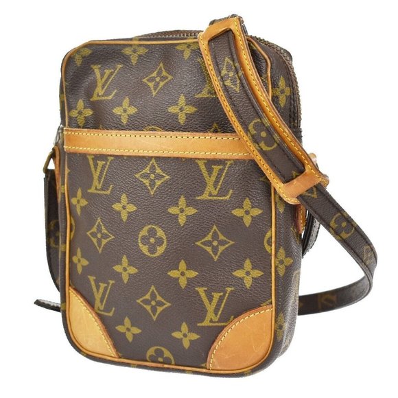 Authentic LOUIS VUITTON Danube Shoulder Bag Monogram Leather Brown France - Picture 1 of 13